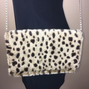 STUDIO B Cross-body Fur Evening Bag Purse EUC